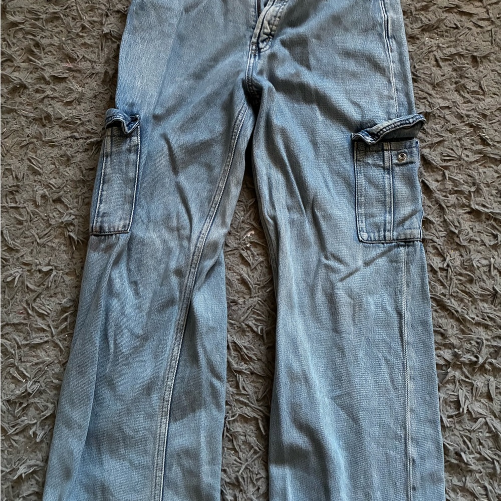 Women’s Light Blue Cargo Jeans
